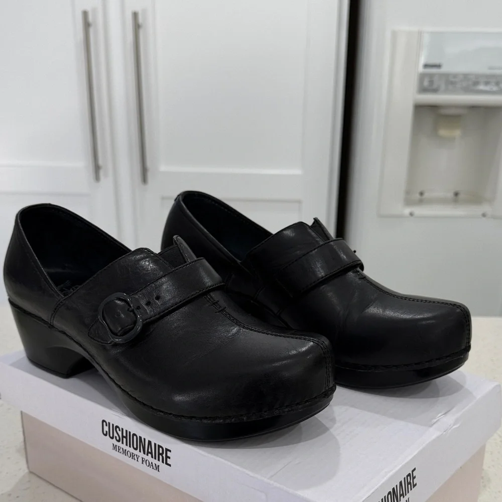 Dansko Tamara Black Burnished Leather Mary Jane Closed Back Clogs Sz. 10/40 $160 - Picture 6 of 12